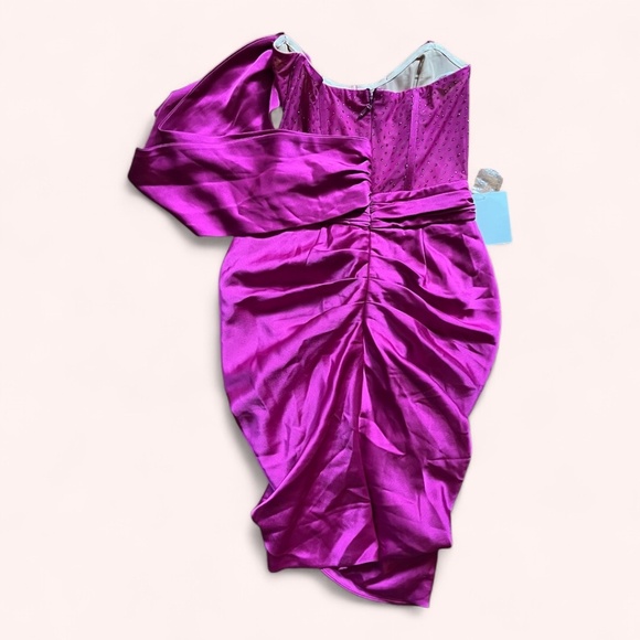 Miss Circle Fuchsia Darlene Crystal Corset Satin Cocktail Formal Dress NWT Sz S - Picture 4 of 11